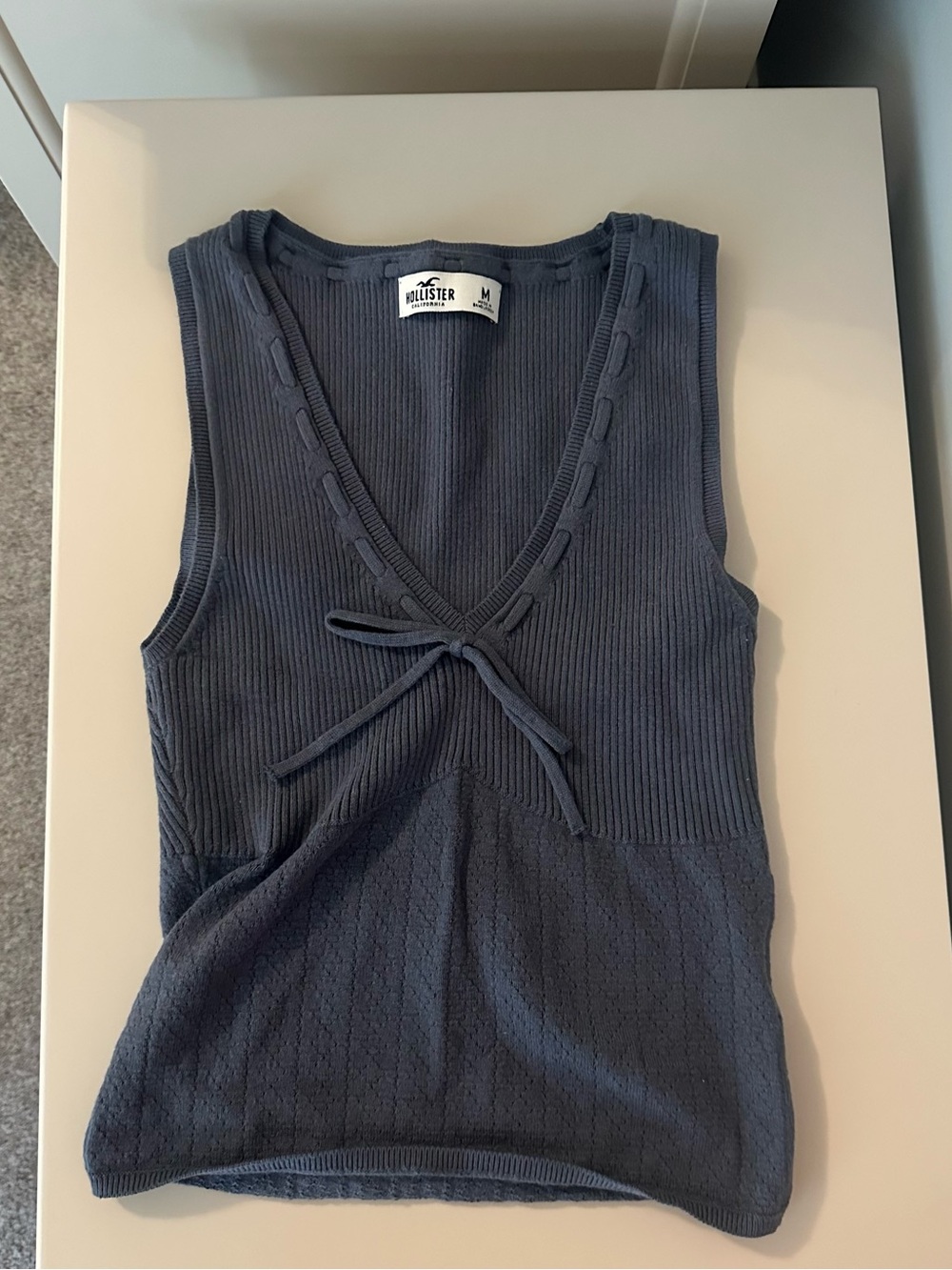 Hollister V-Neck Sweater Tank | Charcoal Blue | NWOT